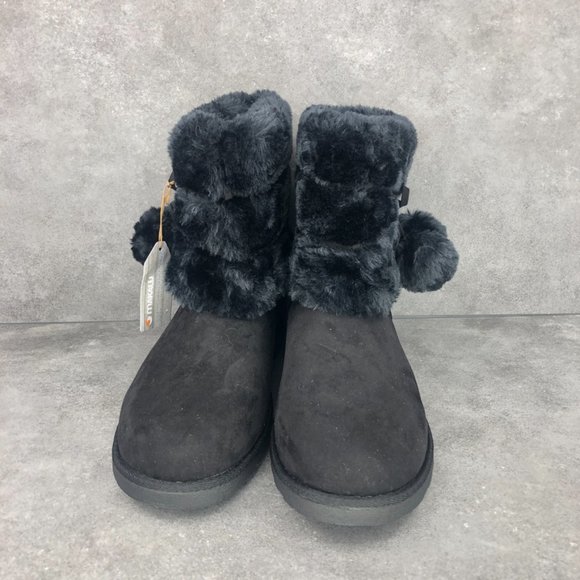 Makalu Tani Faux Fur Lined Pom Pom Boot bootie, Black, Women's 10 - Picture 2 of 8